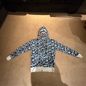 BAPE blue and white camo hoodie